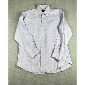 Scott Barber Shirt Men's L Purple Linen Cotton Button Up Casual Long Sleeve